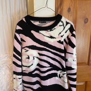 MOTF Women's Zebra Print Sweater - Pink and Black